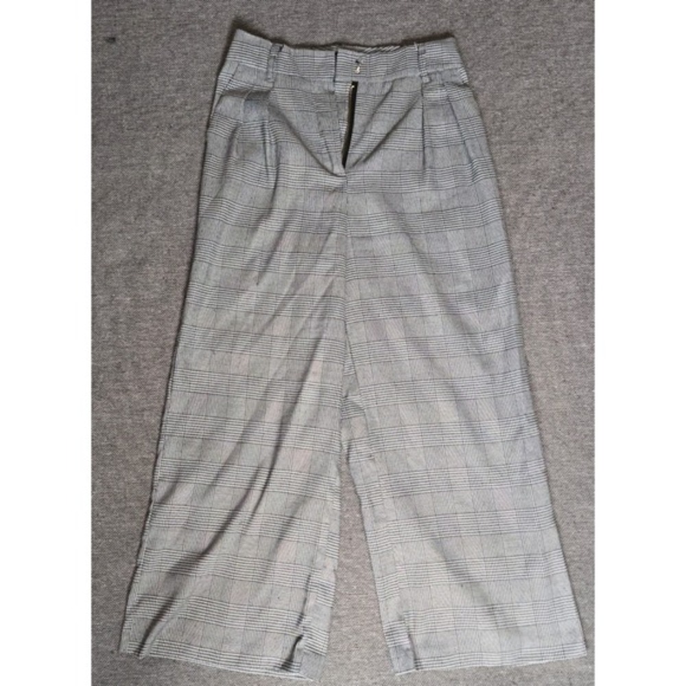Haoduoyi High Waist Wide Leg Trousers M Glen‎ Plaid Dark Academia Retro Workwear